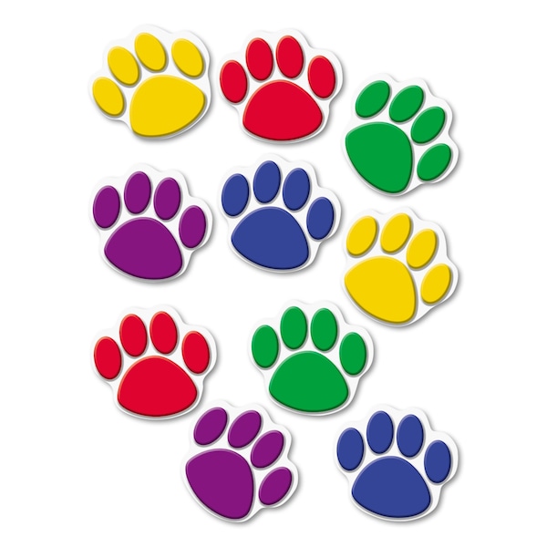 Teacher Created Resources Paw Print Accents, Paw Prints, Assorted Sizes, Assorted Colors, PK30 TCR4114 - main
